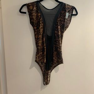 V neck see through bodysuit